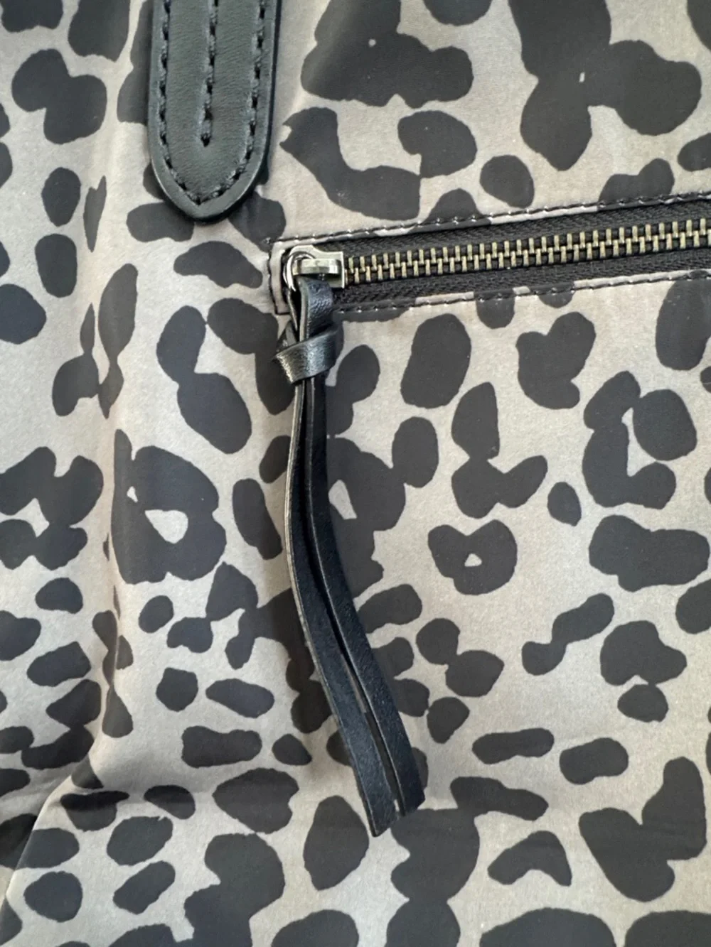 Cole Haan Gray Leopard Print Tote with Black Leather Handles